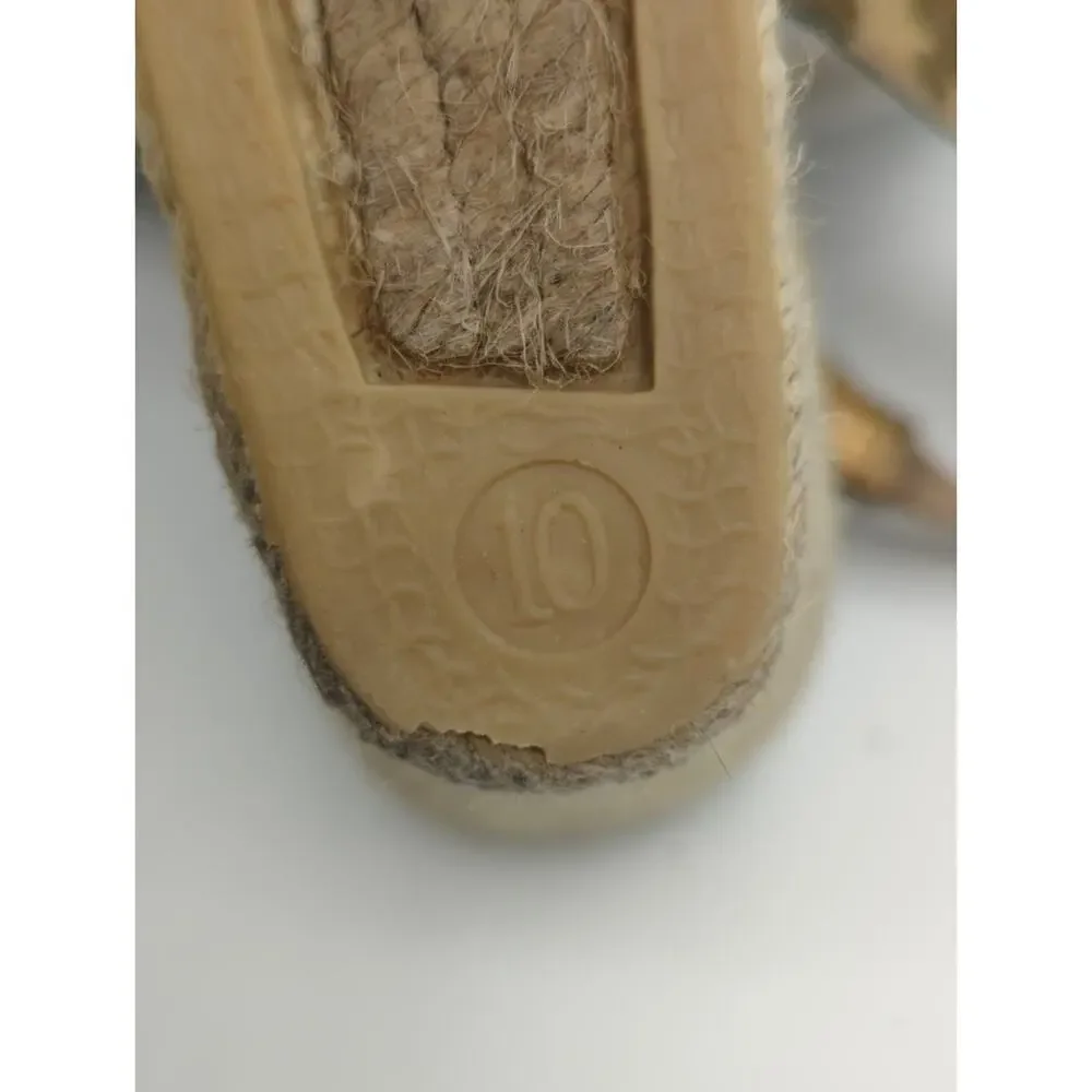 Chico’s Wedge 10 Metallic Animal Print‎ Leopard Peep Toe Slingback Espadrilles